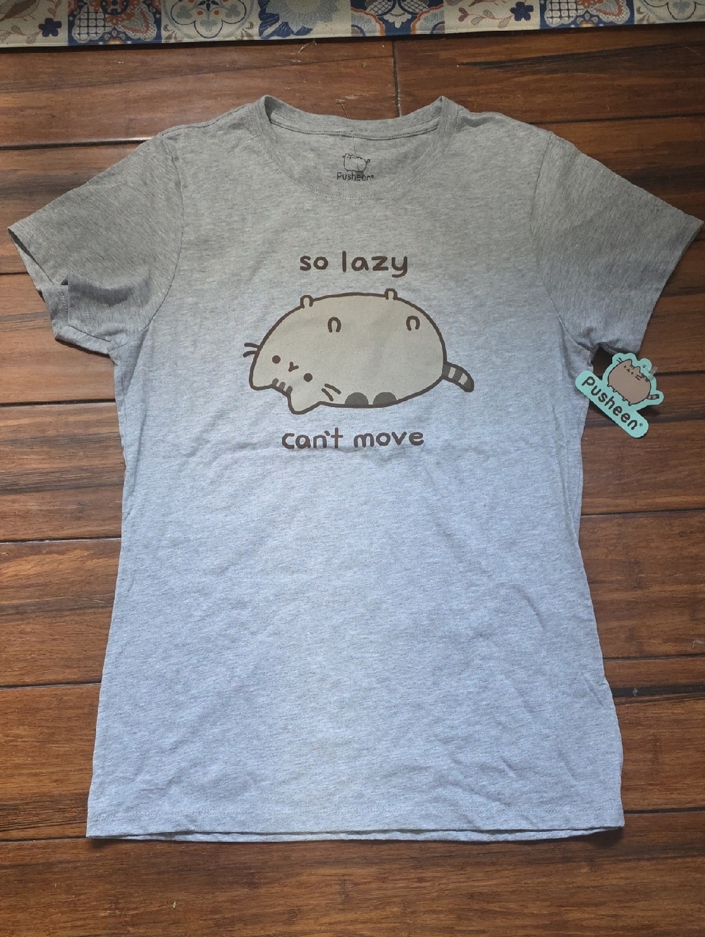 Pusheen Gray 'So Lazy Can't Move' Graphic Tee